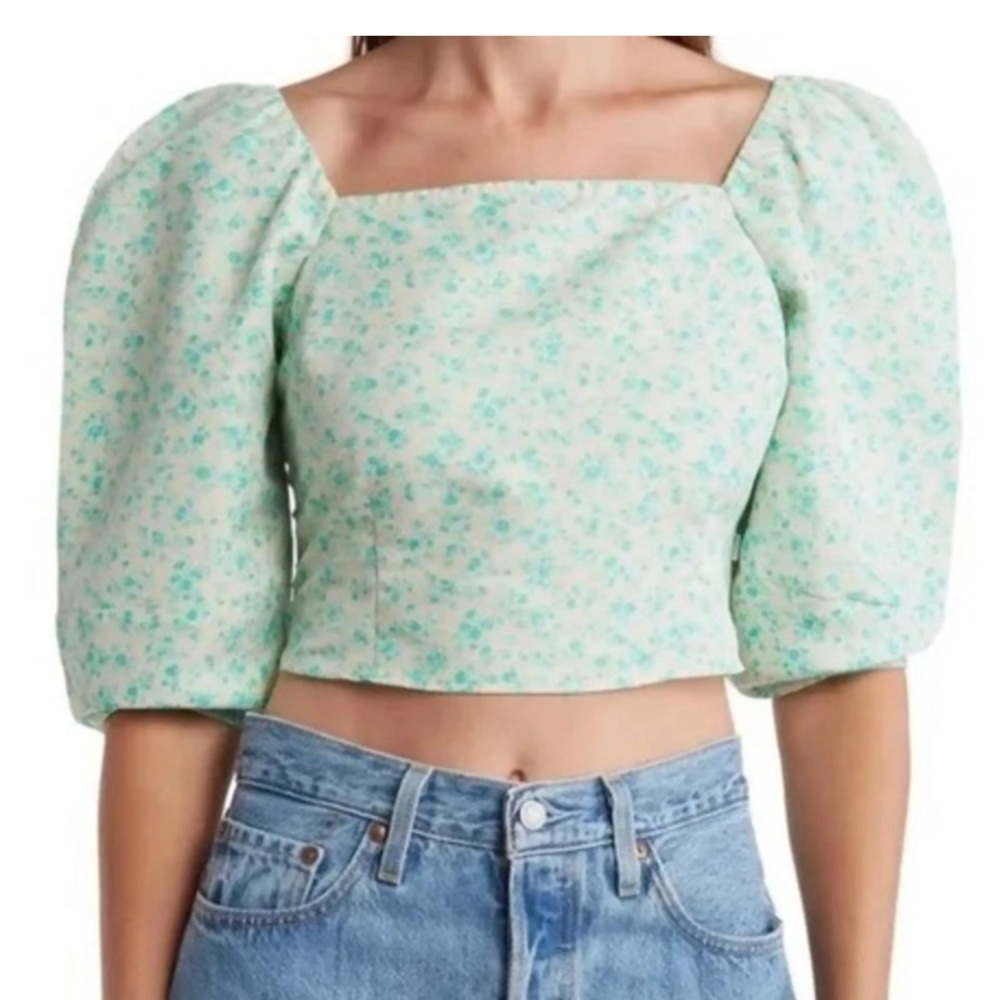 Levi’s Puff Sleeve Floral Cropped Blouse XS